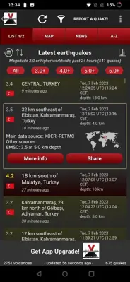 Volcanoes & Earthquakes android App screenshot 0