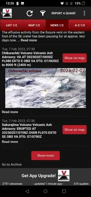 Volcanoes & Earthquakes android App screenshot 2