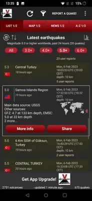 Volcanoes & Earthquakes android App screenshot 8